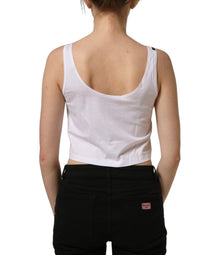 Dolce & Gabbana White Cotton Sleeveless Cropped Tank Women's Top
