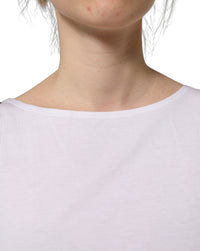 Dolce & Gabbana White Cotton Sleeveless Cropped Tank Women's Top