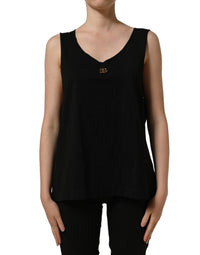 Dolce & Gabbana Black Gold DG Logo Cotton Sleeveless Tank Women's Top