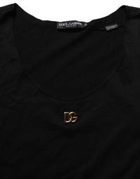 Dolce & Gabbana Black Gold DG Logo Cotton Sleeveless Tank Women's Top
