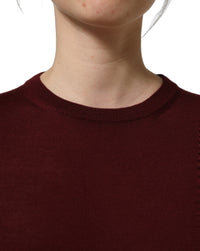 Dolce & Gabbana Maroon Wool Knitted CrewNeck Pullover Women's Sweater