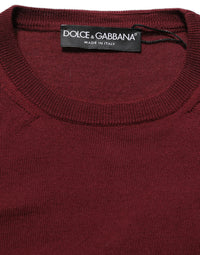Dolce & Gabbana Maroon Wool Knitted CrewNeck Pullover Women's Sweater