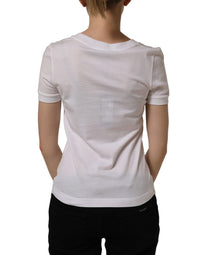 Dolce & Gabbana White Crystal Embellished Cross Top Women's T-shirt