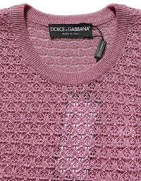 Dolce & Gabbana Pink Sheer Mesh Crew Neck Sleeveless Tank Women's Top