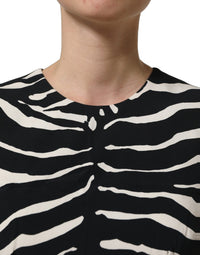 Dolce & Gabbana Black White Zebra Sleeveless Cropped Tank Women's Top