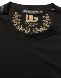 Dolce & Gabbana Black Cotton Crew Neck Short Sleeves Women's T-shirt