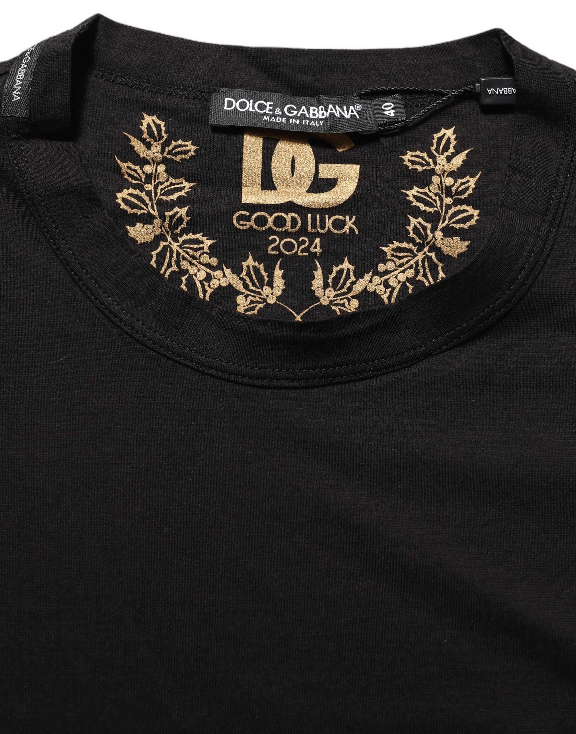 Dolce & Gabbana Black Cotton Crew Neck Short Sleeves Women's T-shirt