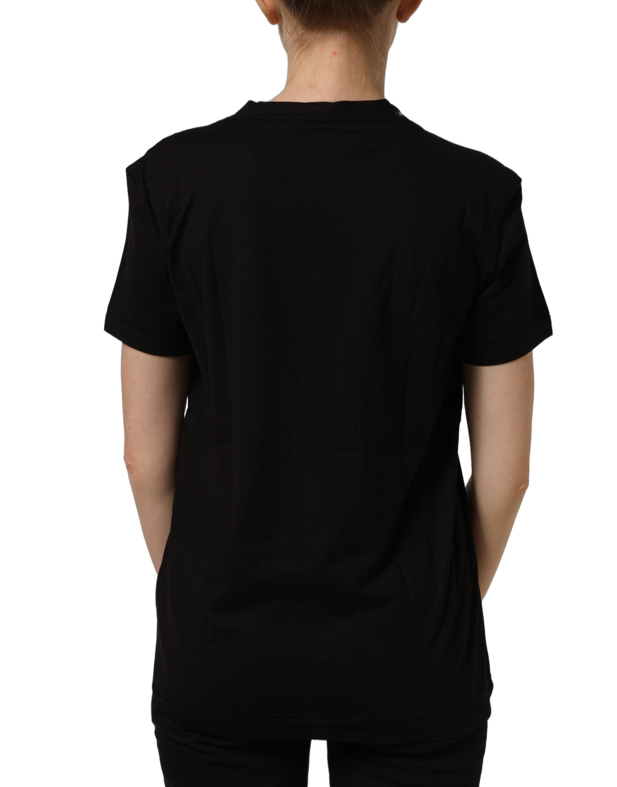 Dolce & Gabbana Black Cotton Crew Neck Short Sleeves Women's T-shirt
