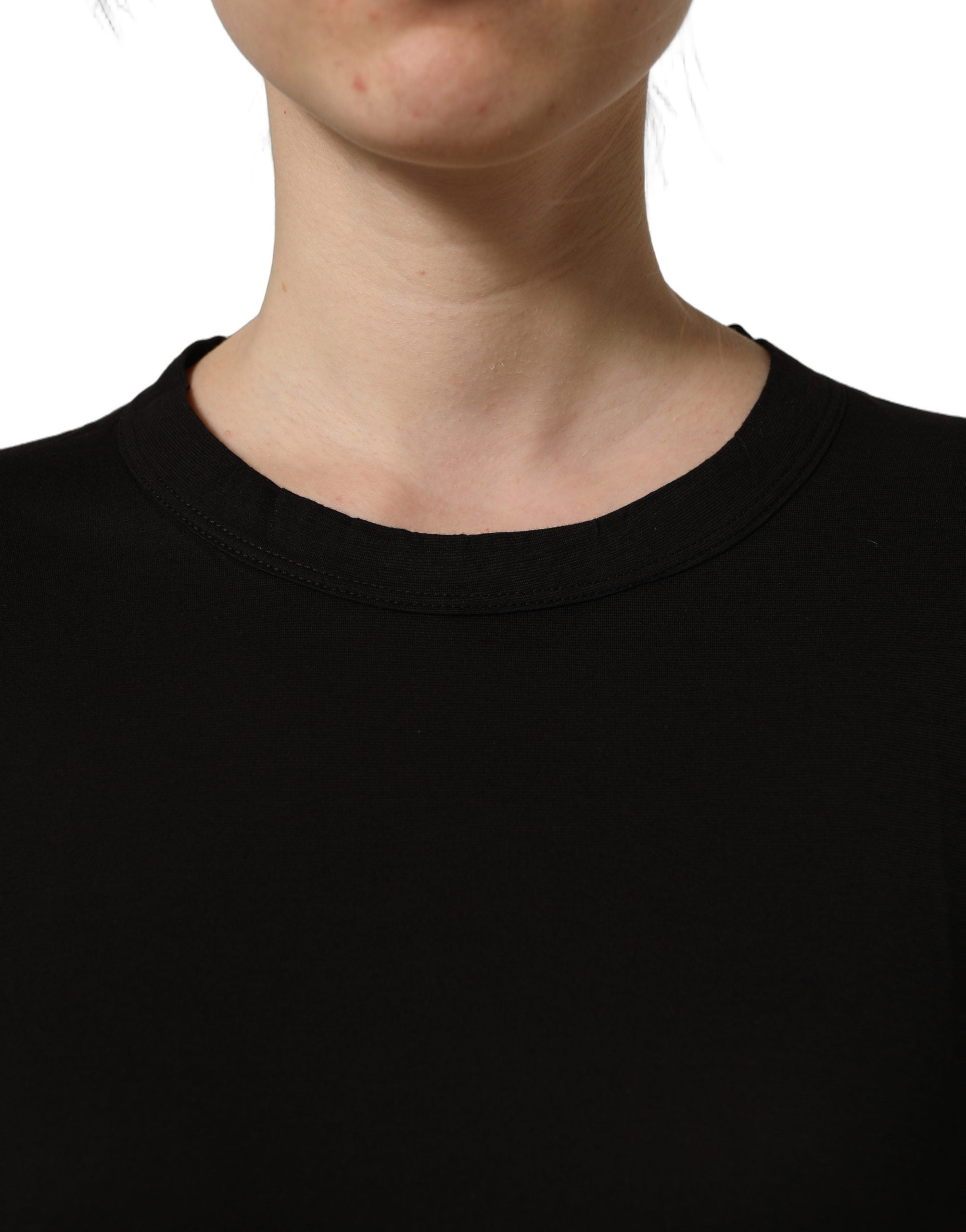 Dolce & Gabbana Black Cotton Crew Neck Short Sleeves Women's T-shirt