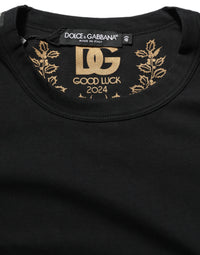 Dolce & Gabbana Black Cotton Crew Neck Short Sleeves Women's T-shirt