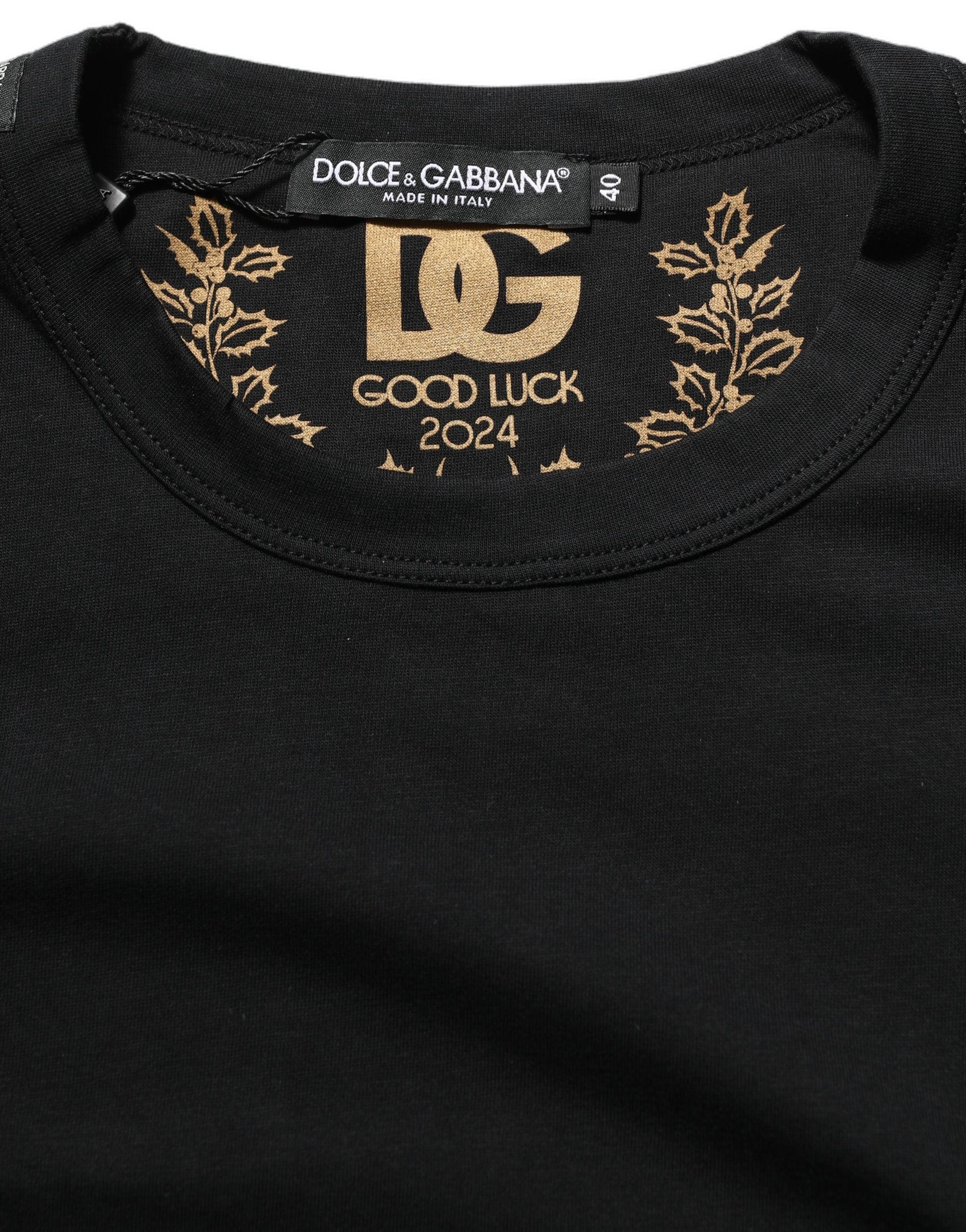 Dolce & Gabbana Black Cotton Crew Neck Short Sleeves Women's T-shirt