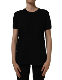 Dolce & Gabbana Black Cotton Crew Neck Short Sleeves Women's T-shirt