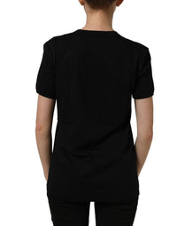 Dolce & Gabbana Black Cotton Crew Neck Short Sleeves Women's T-shirt