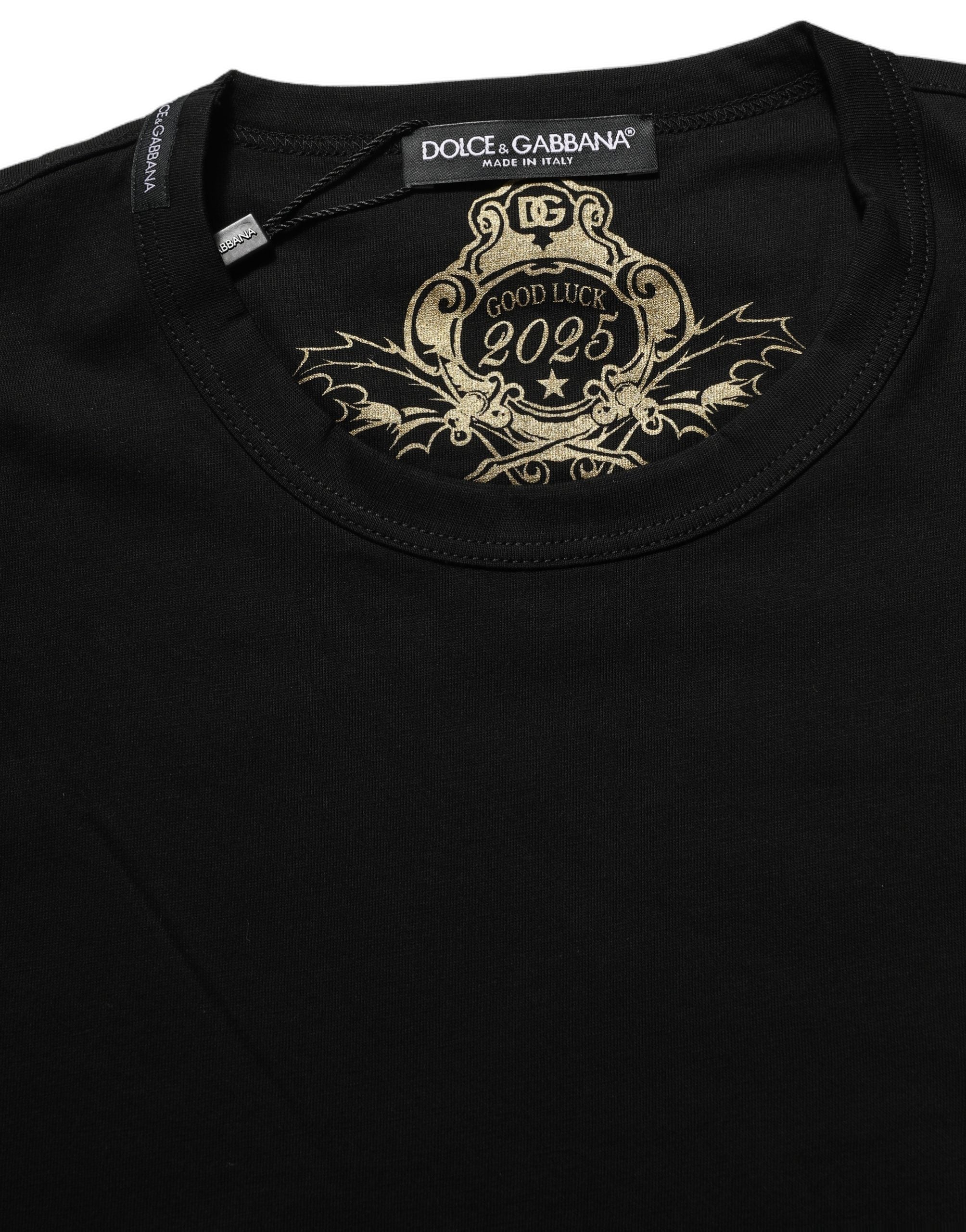 Dolce & Gabbana Black Cotton Crew Neck Short Sleeves Women's T-shirt