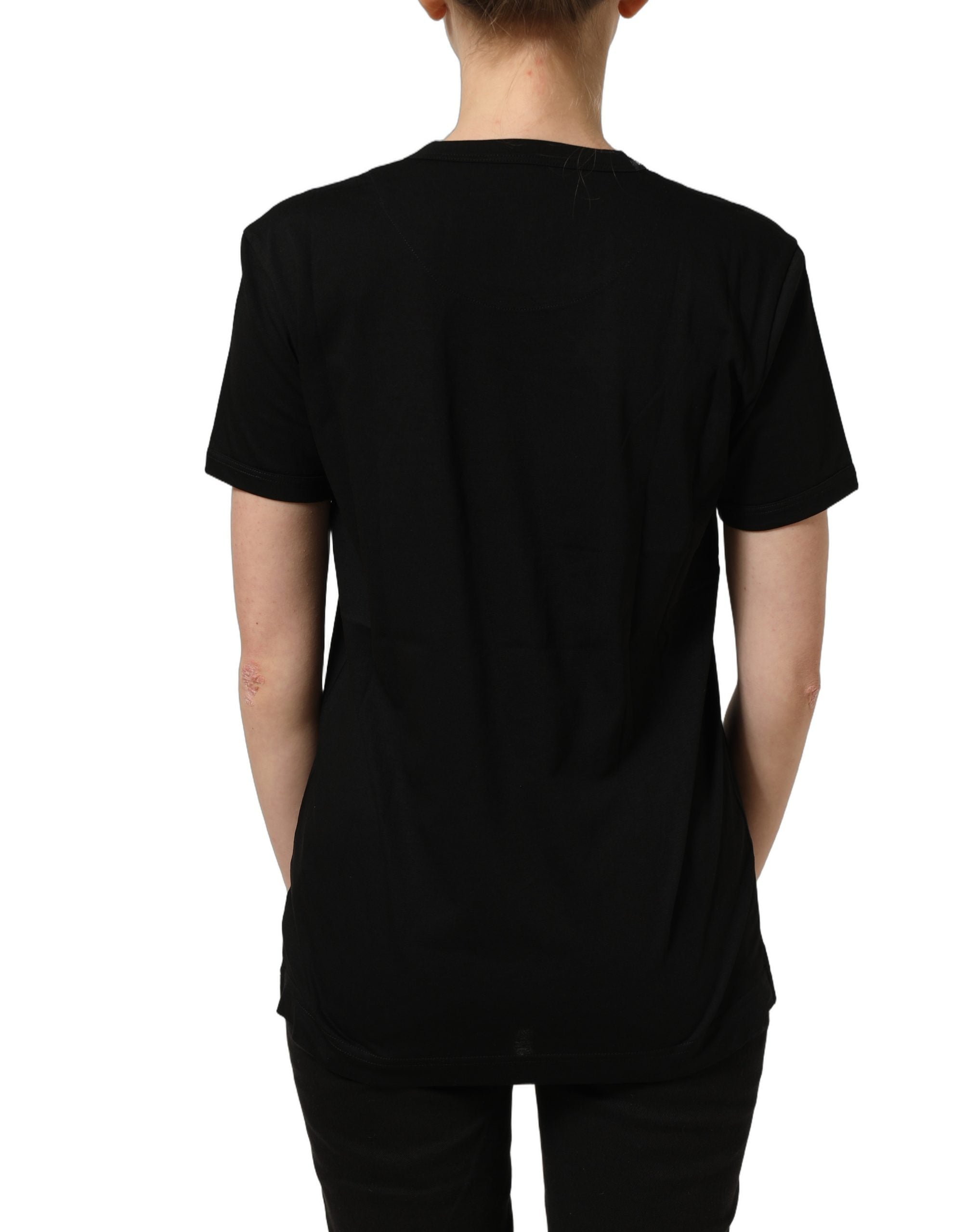 Dolce & Gabbana Black Cotton Crew Neck Short Sleeves Women's T-shirt