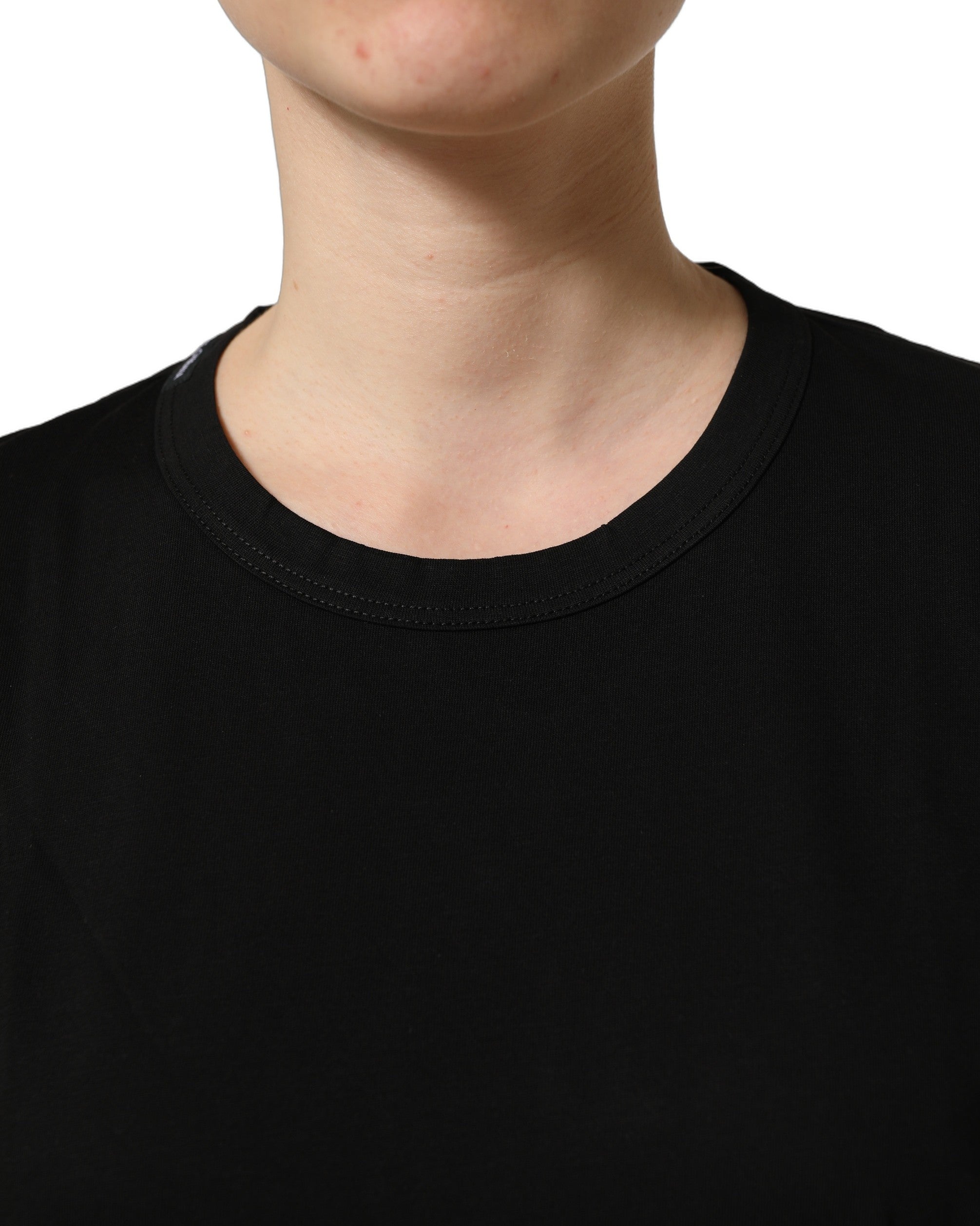 Dolce & Gabbana Black Cotton Crew Neck Short Sleeves Women's T-shirt