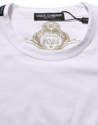 Dolce & Gabbana White Cotton Crew Neck Short Sleeves Women's T-shirt