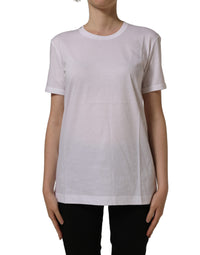 Dolce & Gabbana White Cotton Crew Neck Short Sleeves Women's T-shirt