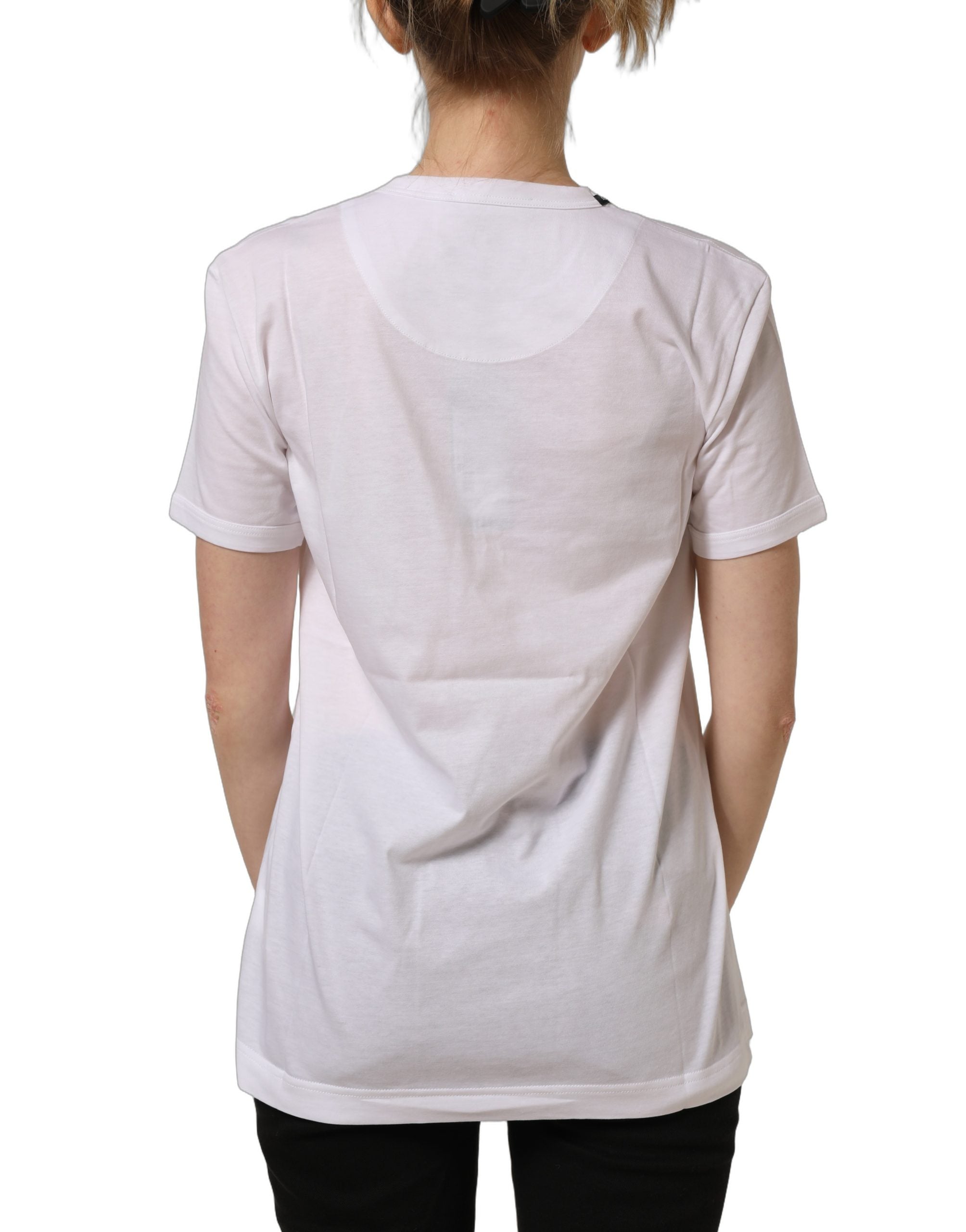 Dolce & Gabbana White Cotton Crew Neck Short Sleeves Women's T-shirt