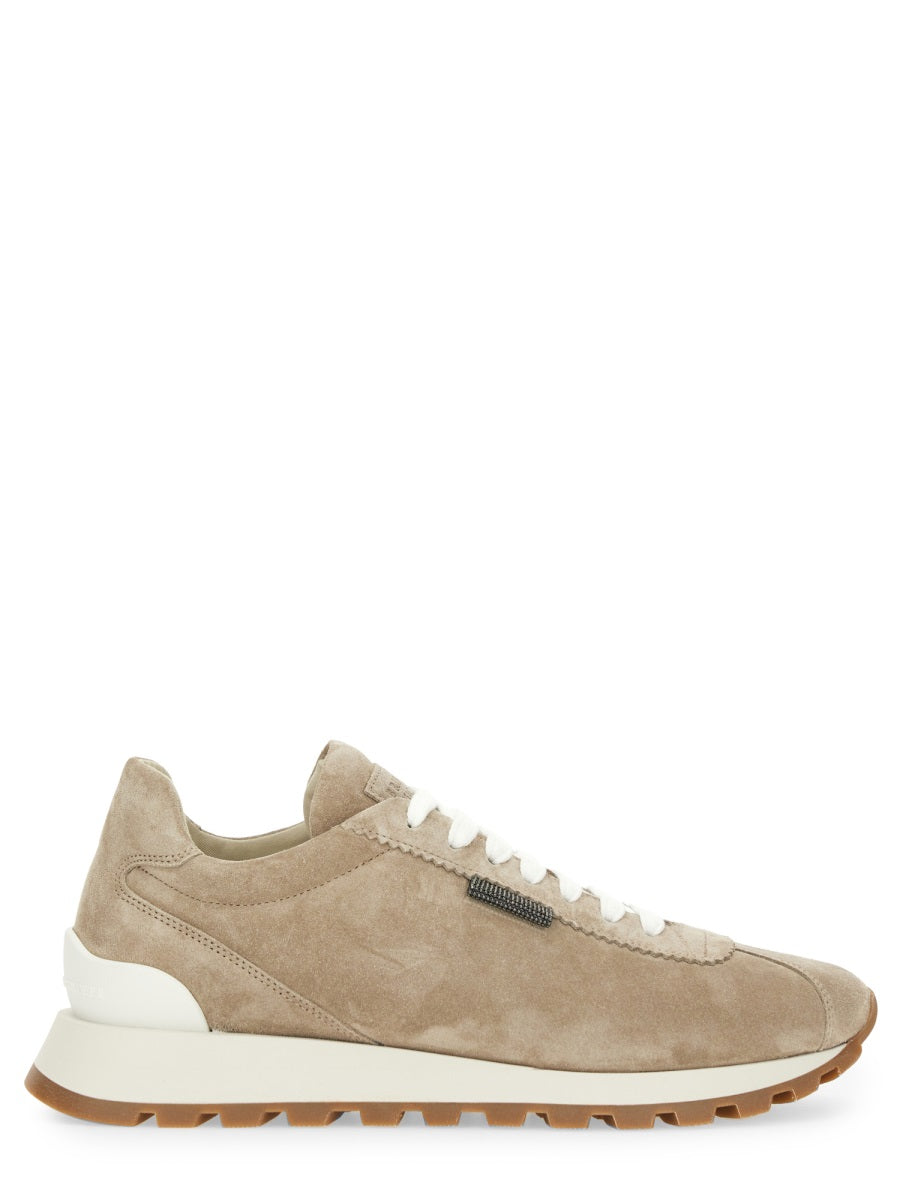 Brunello Cucinelli Women Runner In Camoscio Con Shiny Tab