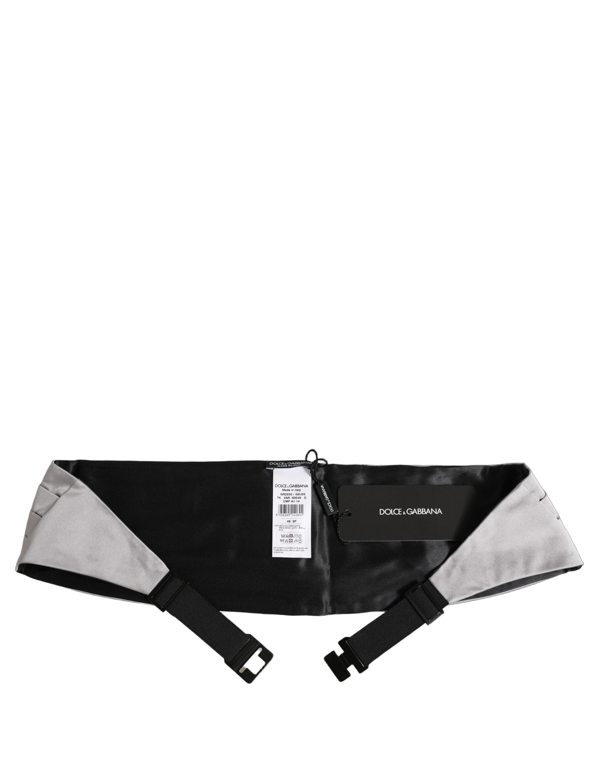 Dolce & Gabbana Dolce & Gabbana Gray Men 100% Silk Belt Waist Men's Cummerbund