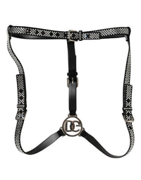 Dolce & Gabbana Dolce & Gabbana Black Leather Rhinestones Embellished Men Men's Suspender
