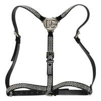 Dolce & Gabbana Dolce & Gabbana Black Leather Rhinestones Embellished Men Men's Suspender