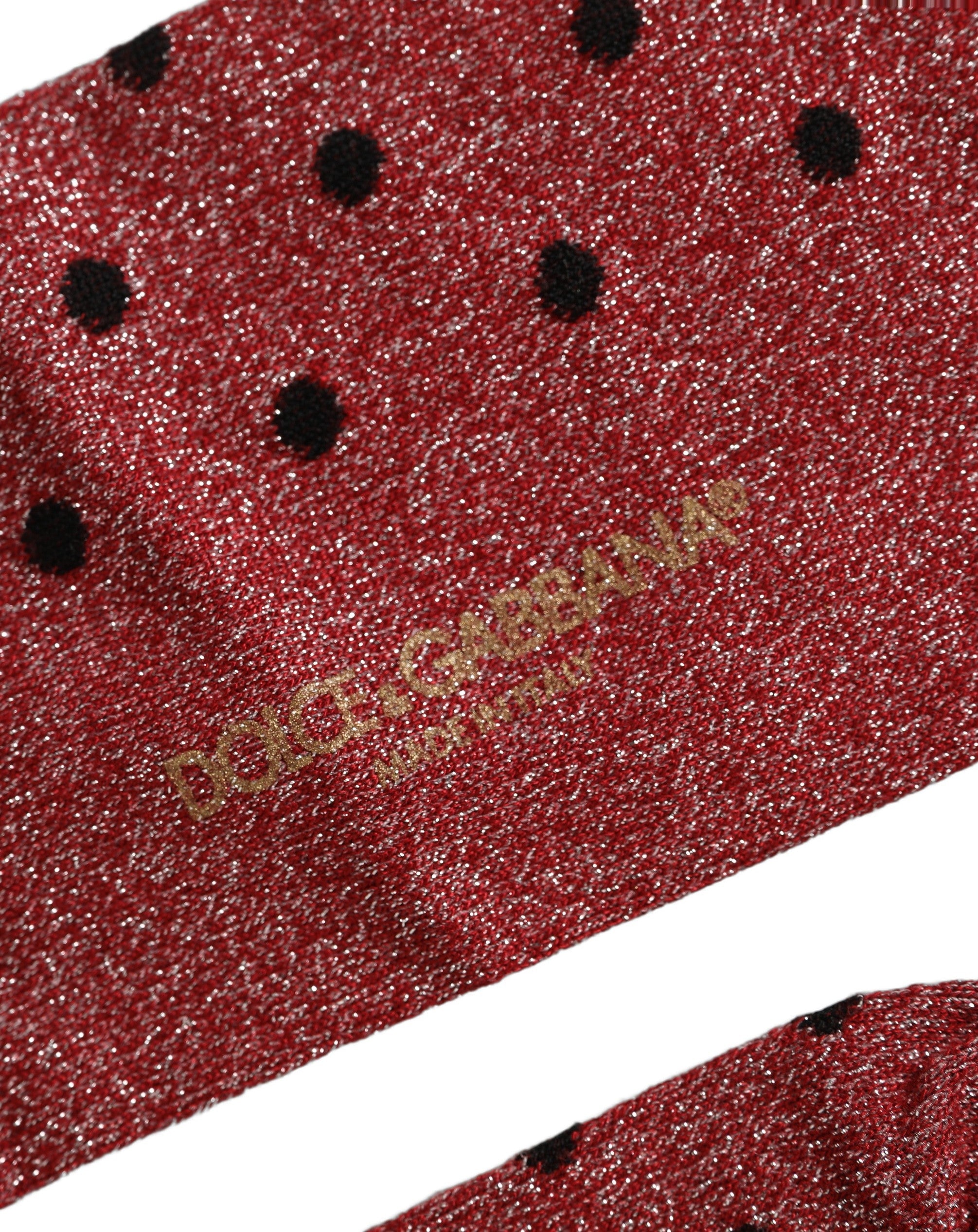 Dolce & Gabbana Dolce & Gabbana Maroon Polka Dot Over The Calf Accessory Men's Socks