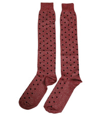 Dolce & Gabbana Dolce & Gabbana Maroon Polka Dot Over The Calf Accessory Men's Socks