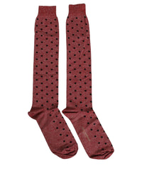 Dolce & Gabbana Dolce & Gabbana Maroon Polka Dot Over The Calf Accessory Men's Socks