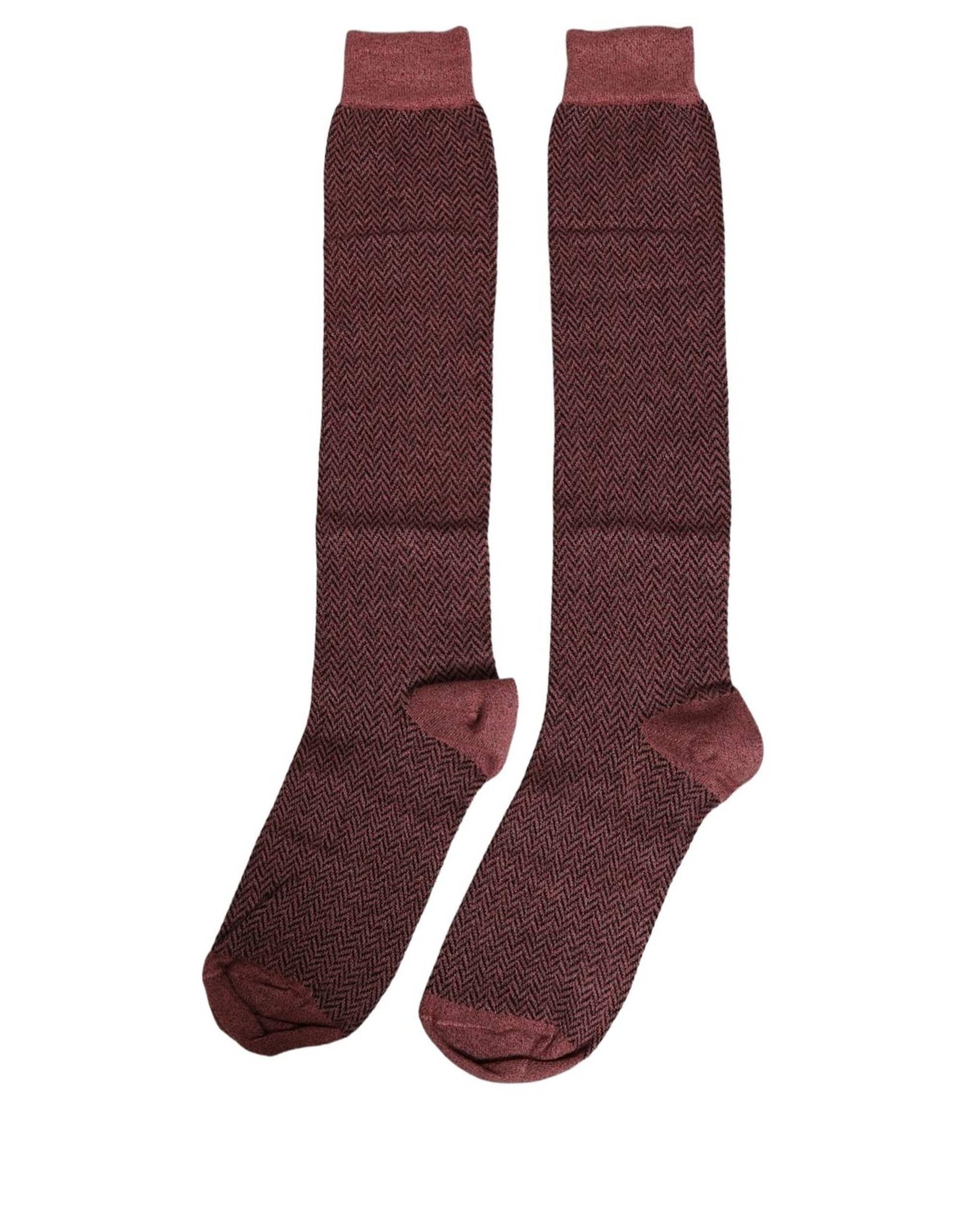 Dolce & Gabbana Dolce & Gabbana Burgundy Viscose Over The Calf Accessory Men's Socks