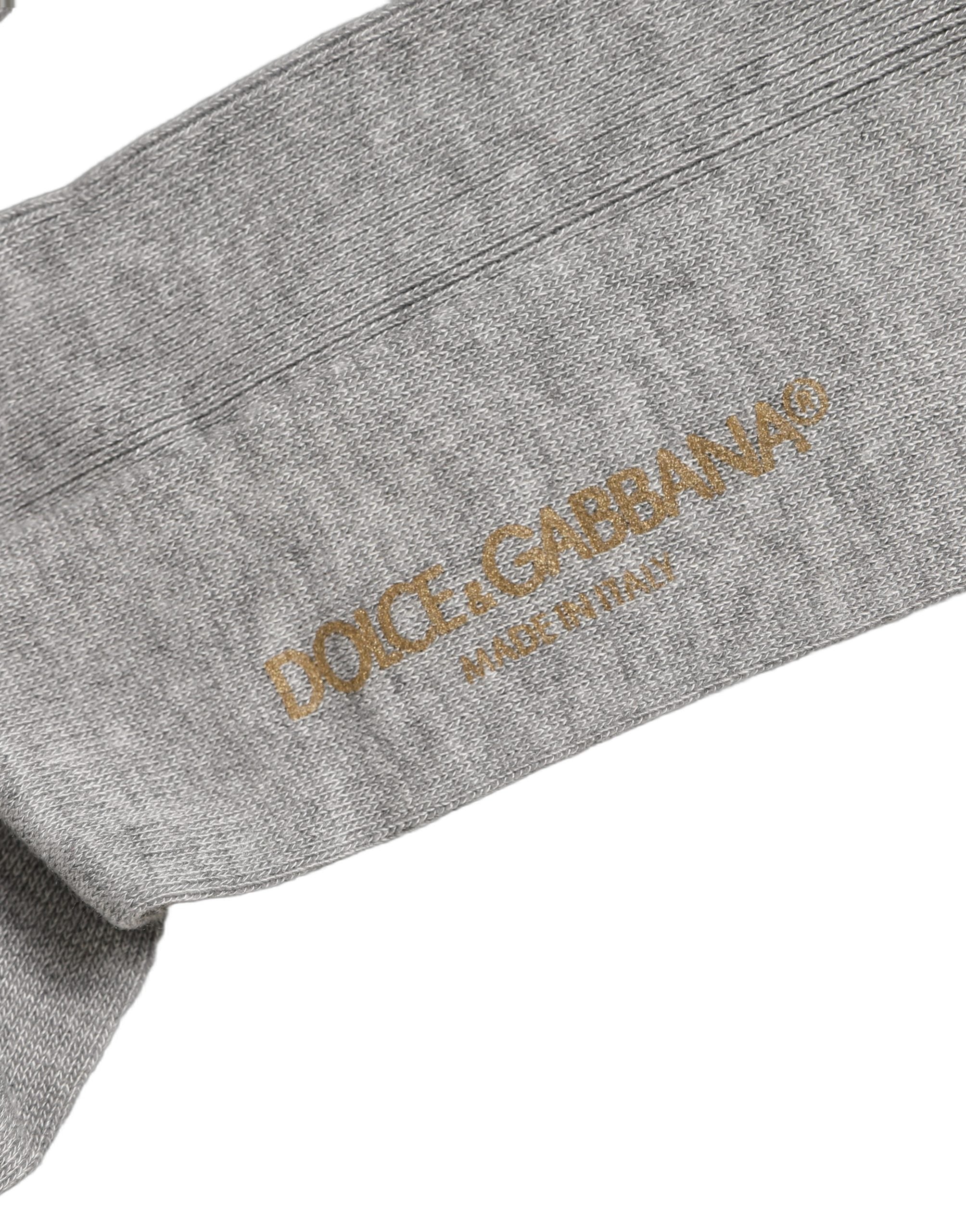 Dolce & Gabbana Dolce & Gabbana Men Gray Viscose Over The Calf Accessory Men's Socks