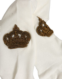 Dolce & Gabbana Dolce & Gabbana White Crown Embroidery Knee High Accessory Men's Socks