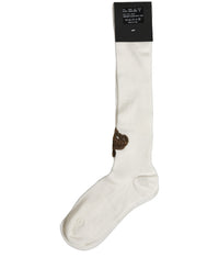 Dolce & Gabbana Dolce & Gabbana White Crown Embroidery Knee High Accessory Men's Socks