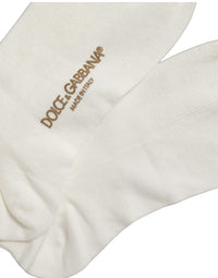 Dolce & Gabbana Dolce & Gabbana White Crown Embroidery Knee High Accessory Men's Socks