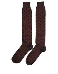Dolce & Gabbana Dolce & Gabbana Brown Polka Dot Over The Calf Accessory Men's Socks