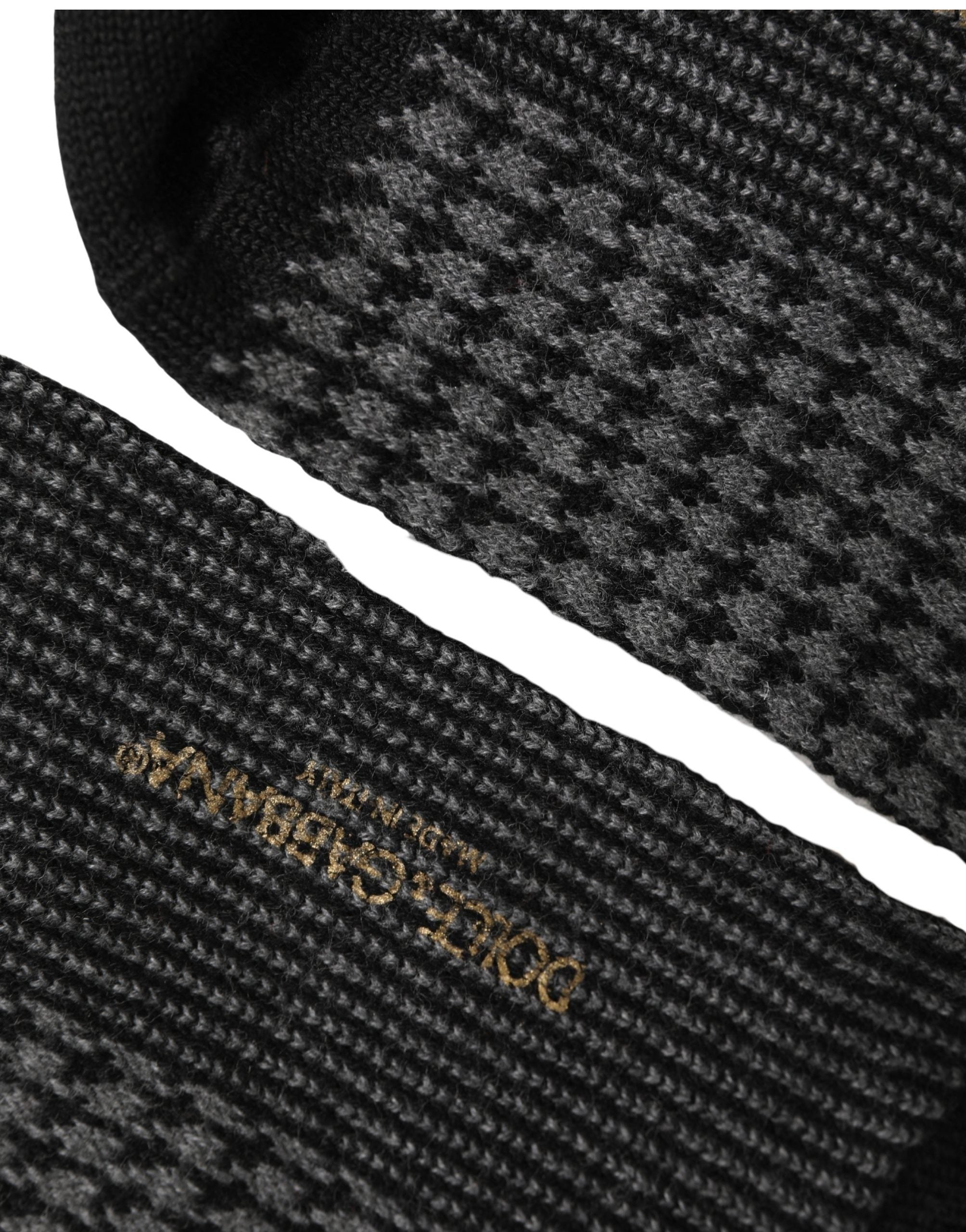 Dolce & Gabbana Dolce & Gabbana Black Wool Houndstooth Over Calf Accessory Men's Socks