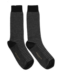 Dolce & Gabbana Dolce & Gabbana Black Wool Houndstooth Over Calf Accessory Men's Socks