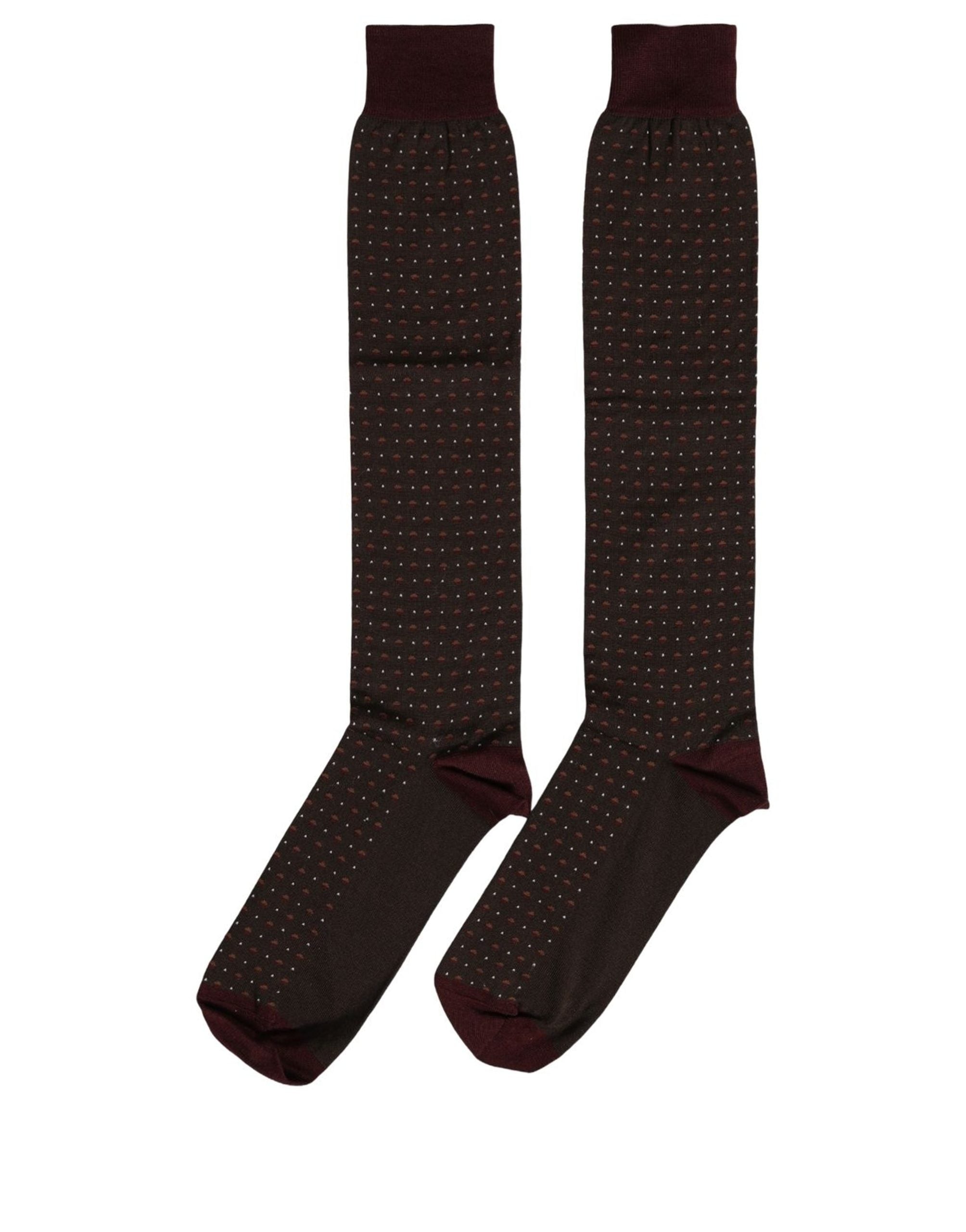 Dolce & Gabbana Dolce & Gabbana Burgundy Polka Dot Over The Calf Accessory Men's Socks