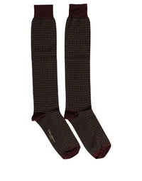 Dolce & Gabbana Dolce & Gabbana Burgundy Polka Dot Over The Calf Accessory Men's Socks