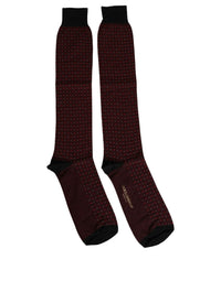 Dolce & Gabbana Dolce & Gabbana Burgundy Polka Dot Over The Calf Accessory Men's Socks