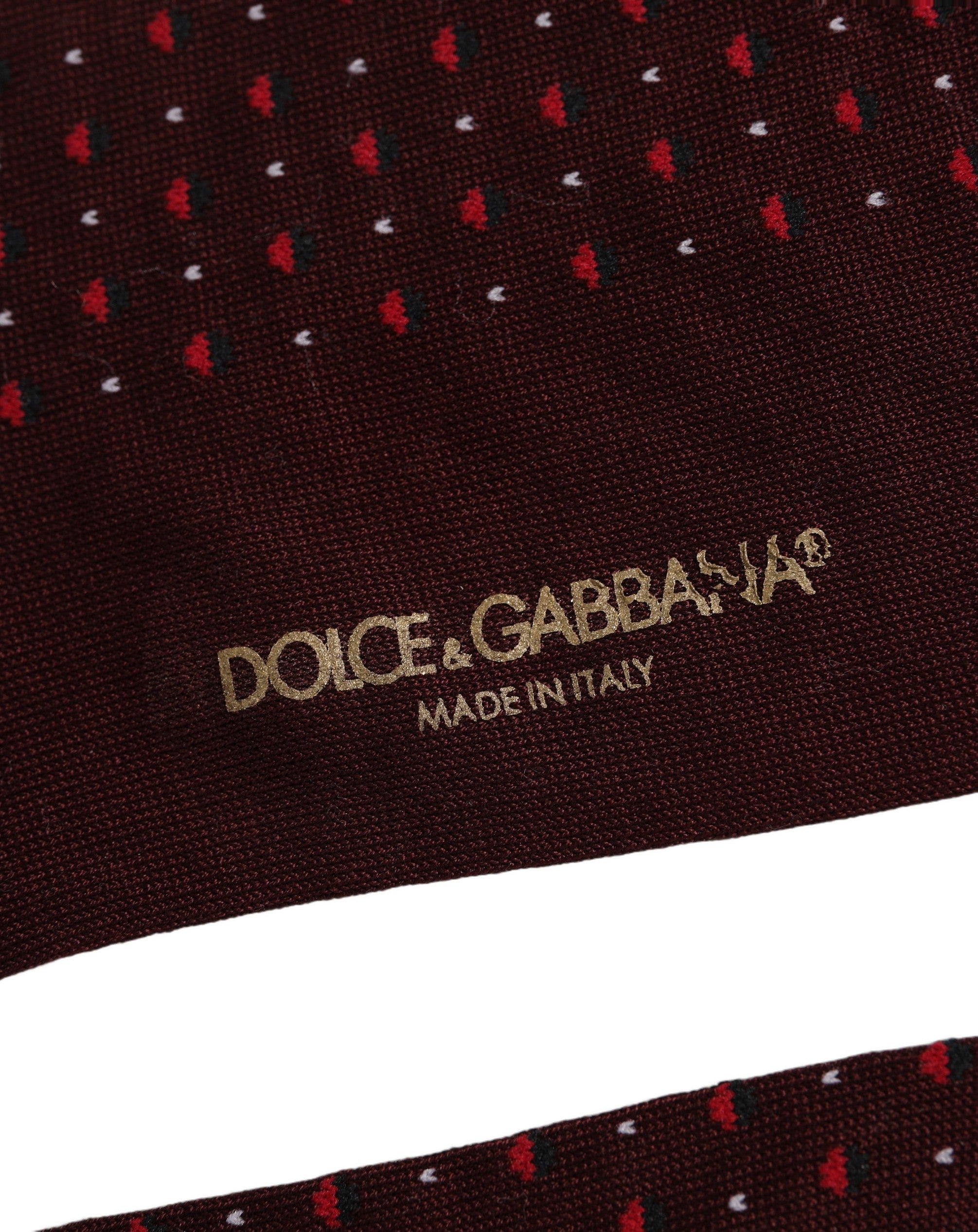 Dolce & Gabbana Dolce & Gabbana Burgundy Polka Dot Over The Calf Accessory Men's Socks