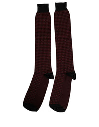 Dolce & Gabbana Dolce & Gabbana Burgundy Polka Dot Over The Calf Accessory Men's Socks