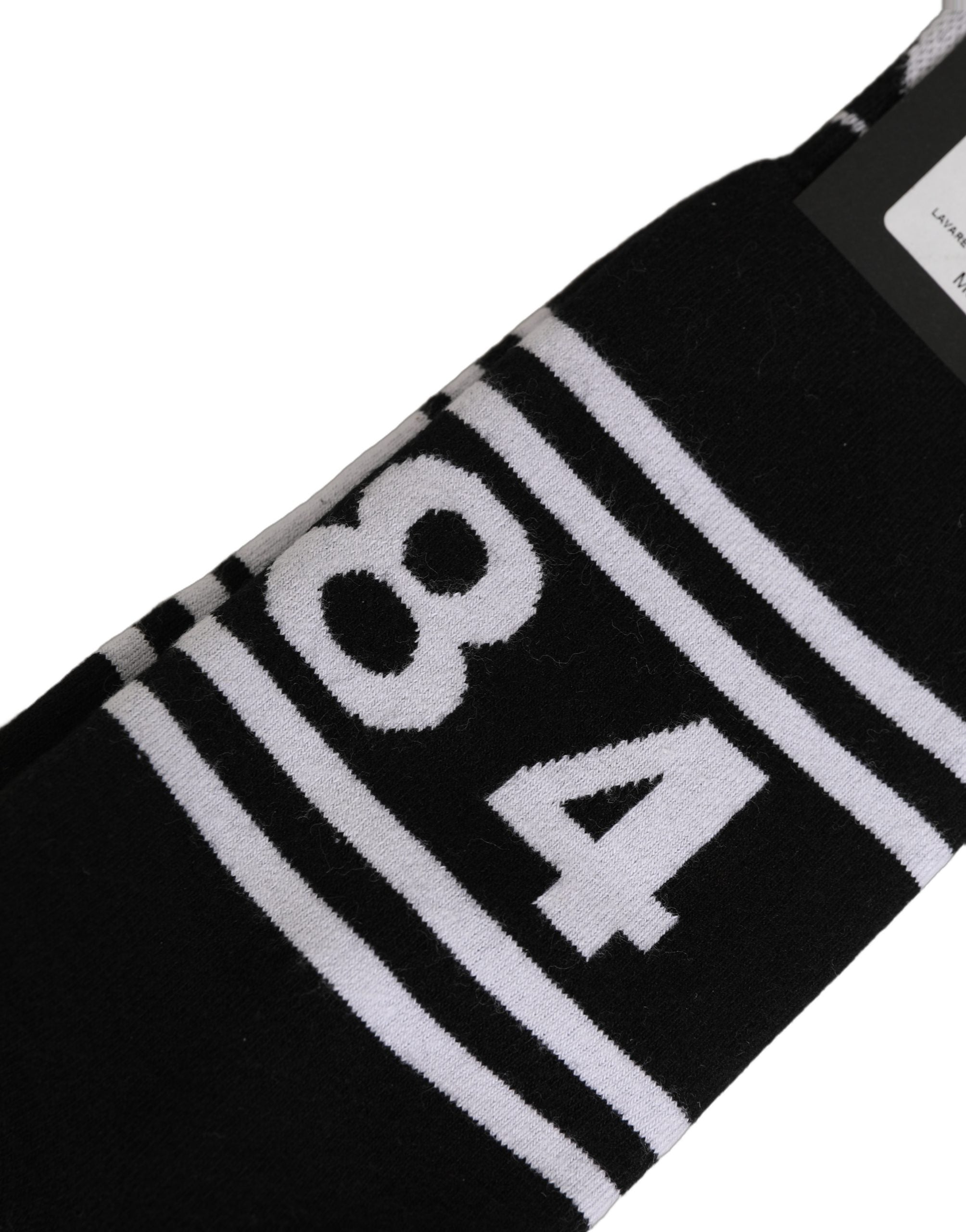 Dolce & Gabbana Dolce & Gabbana Black White Logo Stripes Mid Calf Accessory Men's Socks
