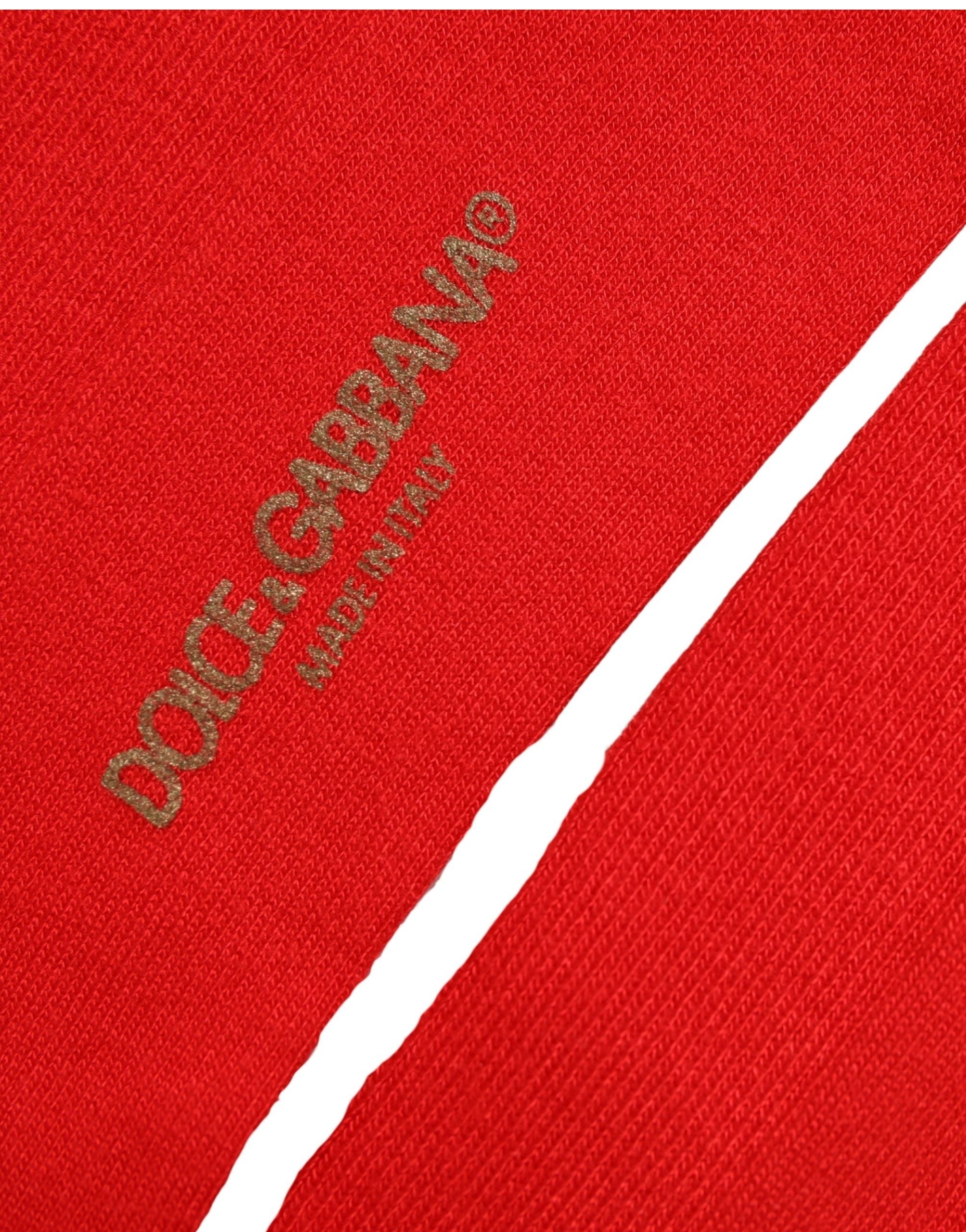 Dolce & Gabbana Dolce & Gabbana Men Red Logo Thigh High Ribbed Accessory Men's Socks