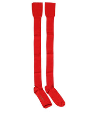 Dolce & Gabbana Dolce & Gabbana Men Red Logo Thigh High Ribbed Accessory Men's Socks