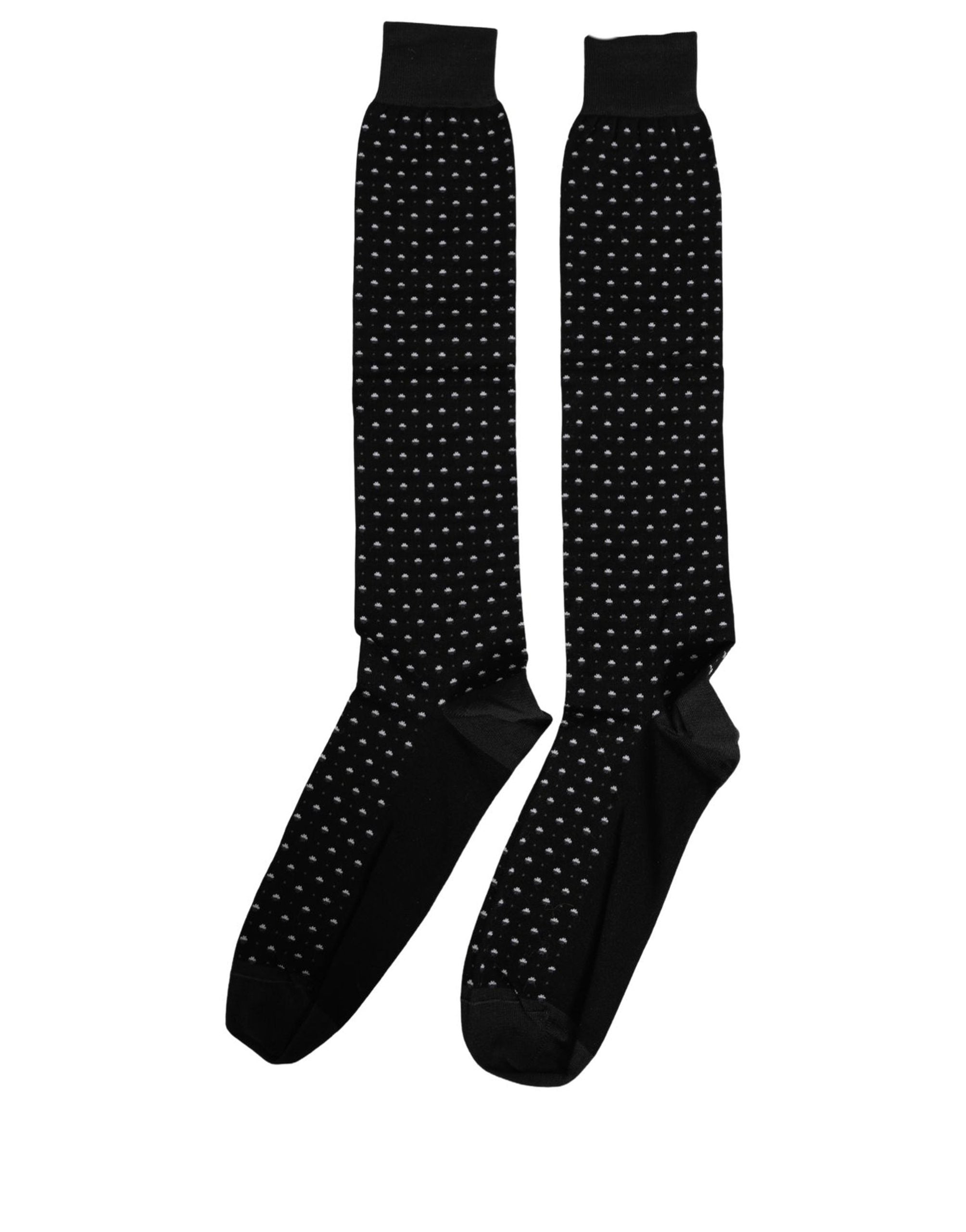 Dolce & Gabbana Dolce & Gabbana Black Polka Dot Over The Calf Accessory Men's Socks