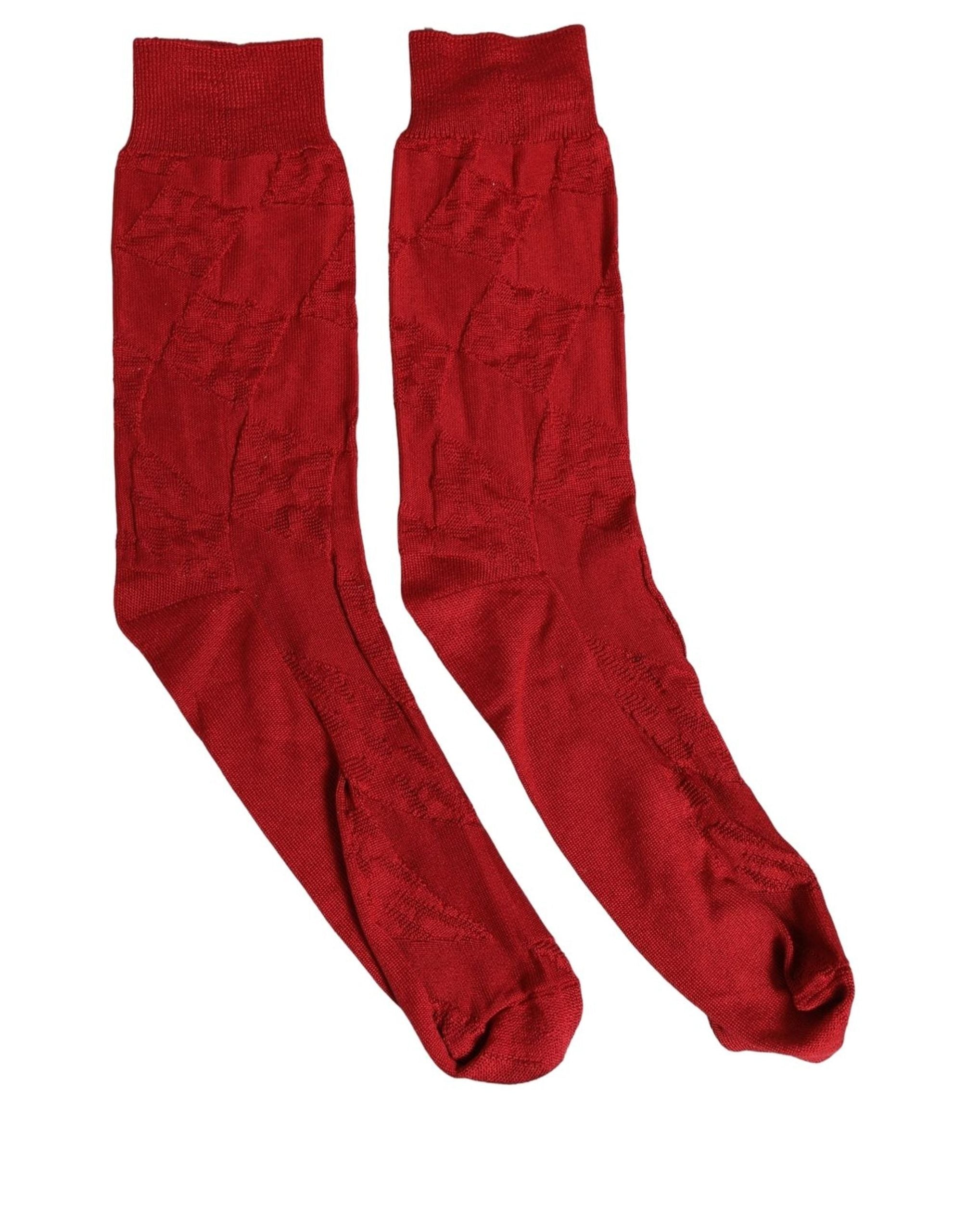 Dolce & Gabbana Dolce & Gabbana Men Red 100% Silk Mid Calf Accessory Men's Socks