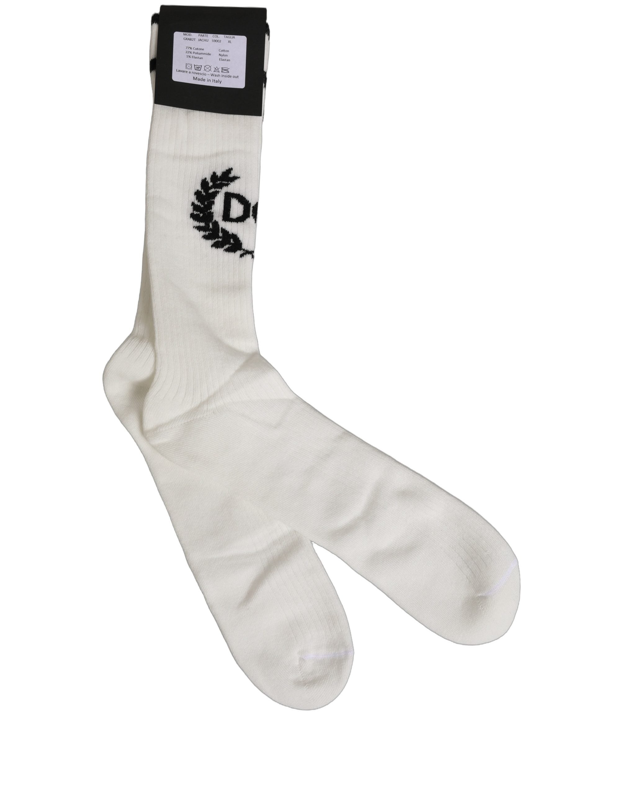 Dolce & Gabbana Dolce & Gabbana White Cotton DG Logo Mid Calf Accessory Men's Socks