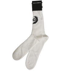 Dolce & Gabbana Dolce & Gabbana White Cotton DG Logo Mid Calf Accessory Men's Socks